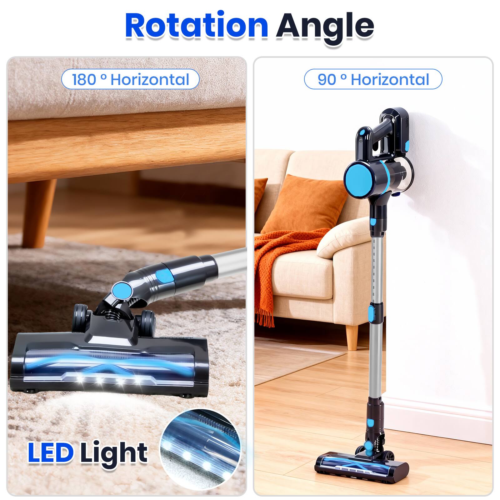 Rotation Angle  
180° Horizontal  
90° Horizontal  
LED Light