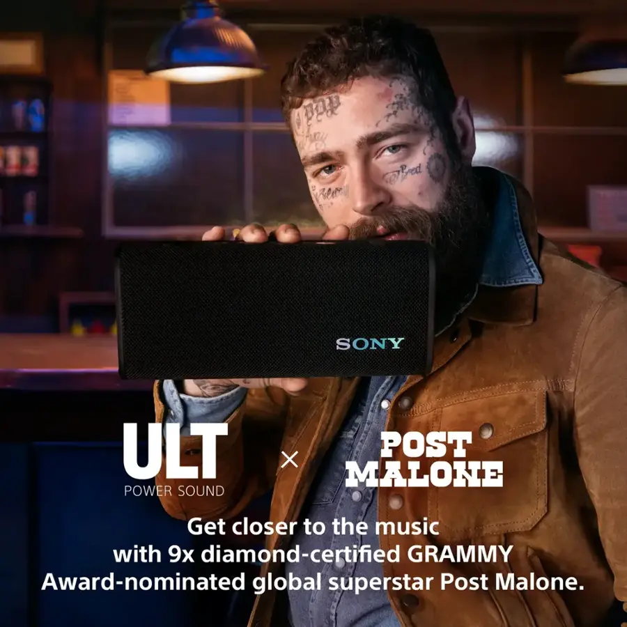 Get closer to the music with 9x diamond-certified GRAMMY Award-nominated global superstar Post Malone and Sony ULT Power Sound.