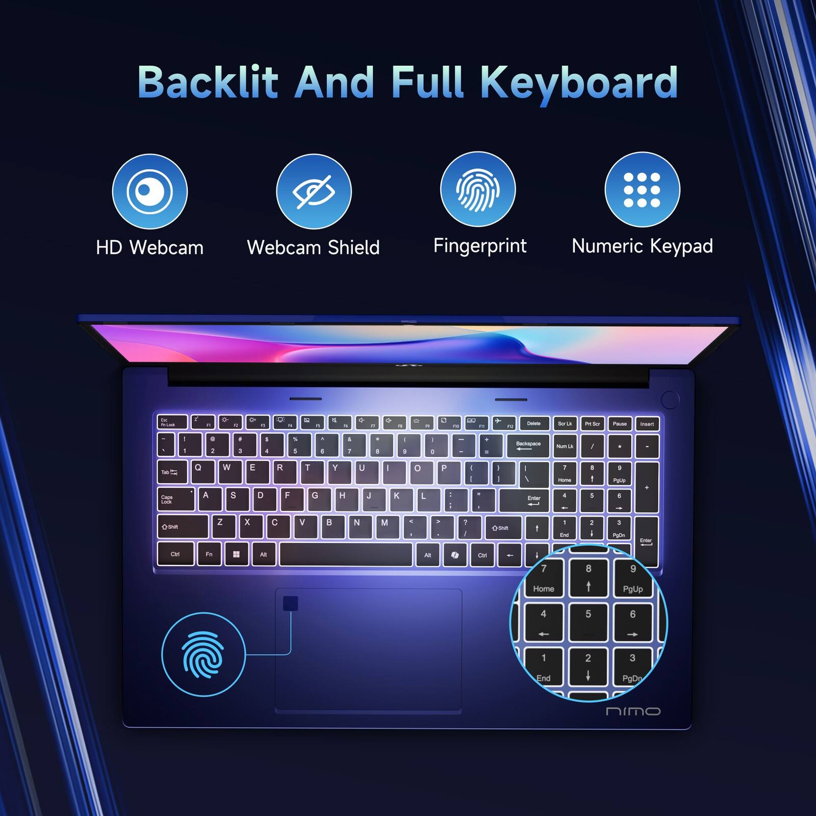 Backlit And Full Keyboard

HD Webcam  
Webcam Shield  
Fingerprint  
Numeric Keypad  

i  F a O  P - C - - - 4 - a - a - - - 5 - .. d. - - - SUIA  - fr - - I - . : + D a A 5 5 .   1 1 I  I . . . - - - I . T - a W E R T Y u I o P I - I I I A 1 - . 1  PAS Cae - A S D F G H J  L - I - E a 1  - Dea N 2 C V a N M  - a 1 1 Os - - t 2 - . Poin - Can in = - - TM - i 7 Home 8 t 9 PgUp 4 5 6 - 1 End 2 I 3 PgD nimo