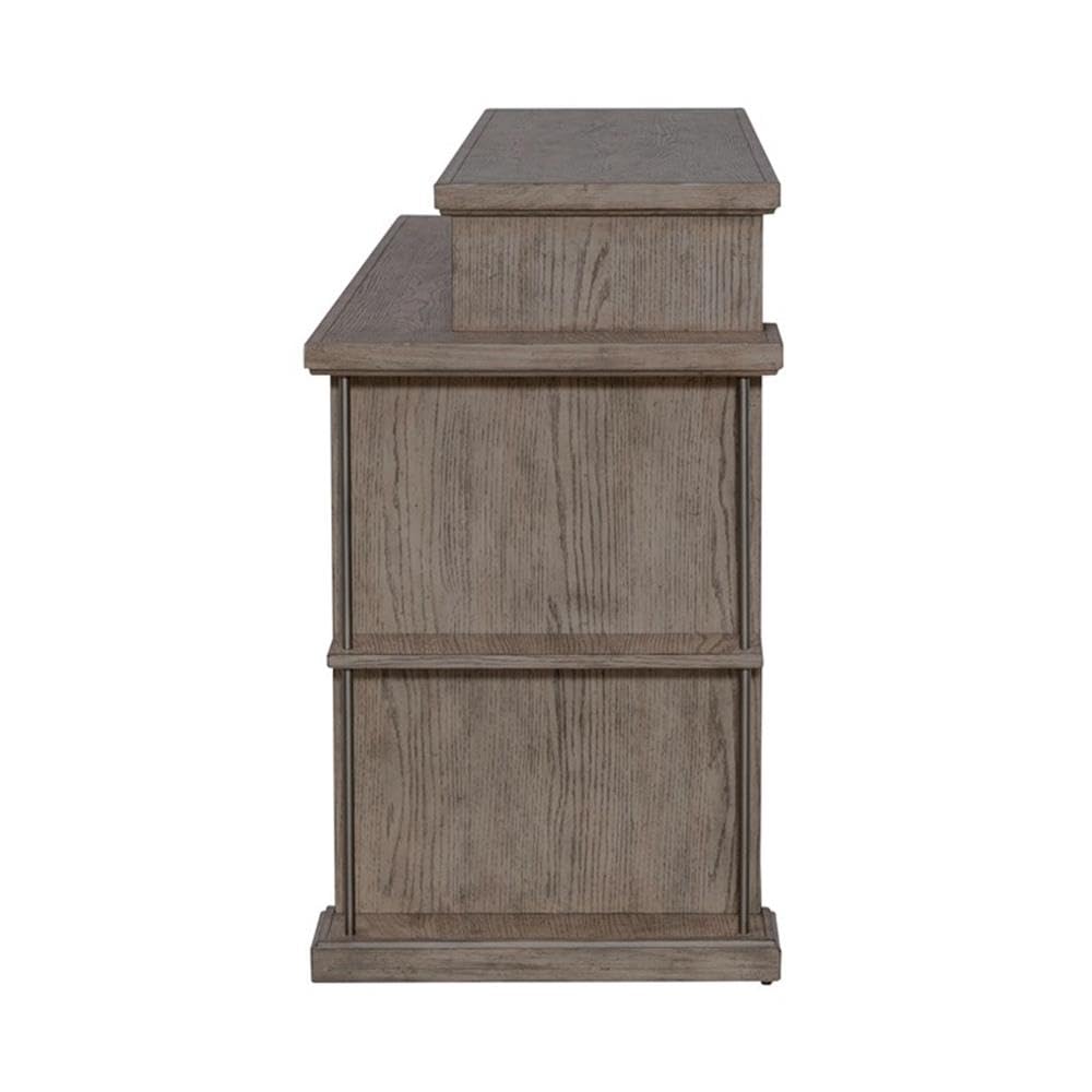 Back. Liberty Furniture Industries - City Scape Metal Accent Oak Wood Console Bar Table for Living Room - Burnished Beige.