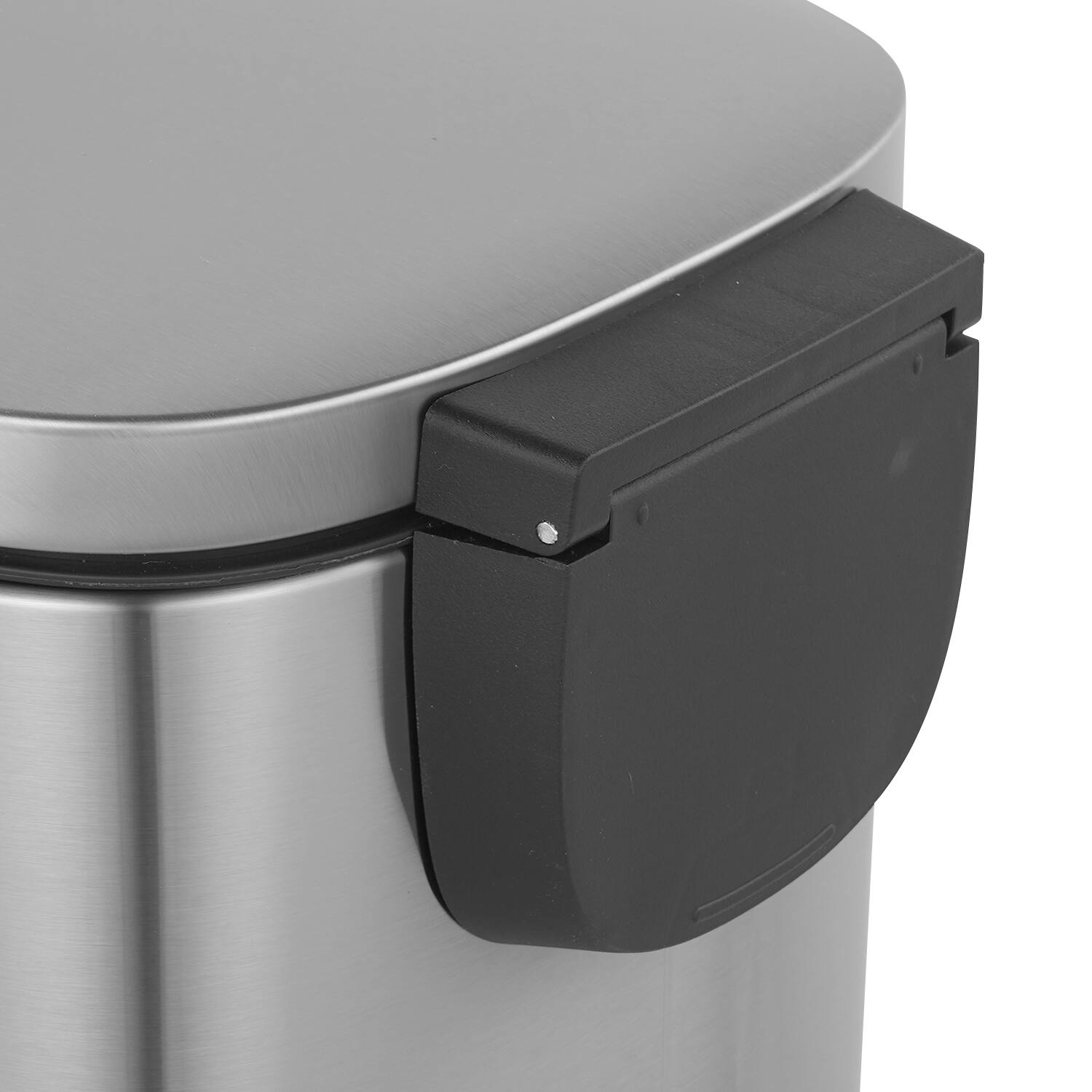 Left. Innovaze - 13 Gal./50 Liter Slim Stainless Steel Step-on Trash Can for Kitchen - Sliver.
