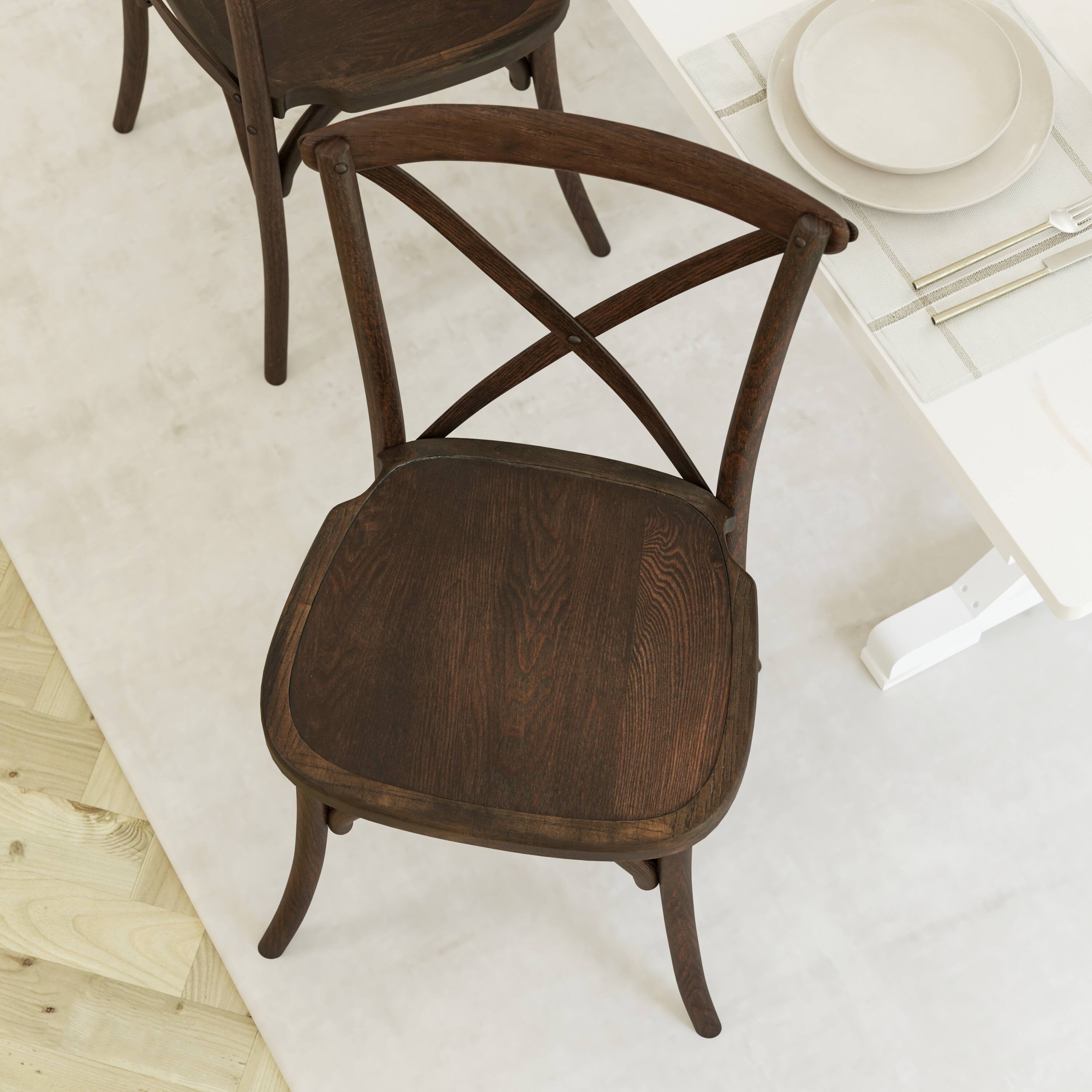 Alt View 4. Emma + Oliver - Stackable Wood Cross Back Dining Chair - Mahogany.