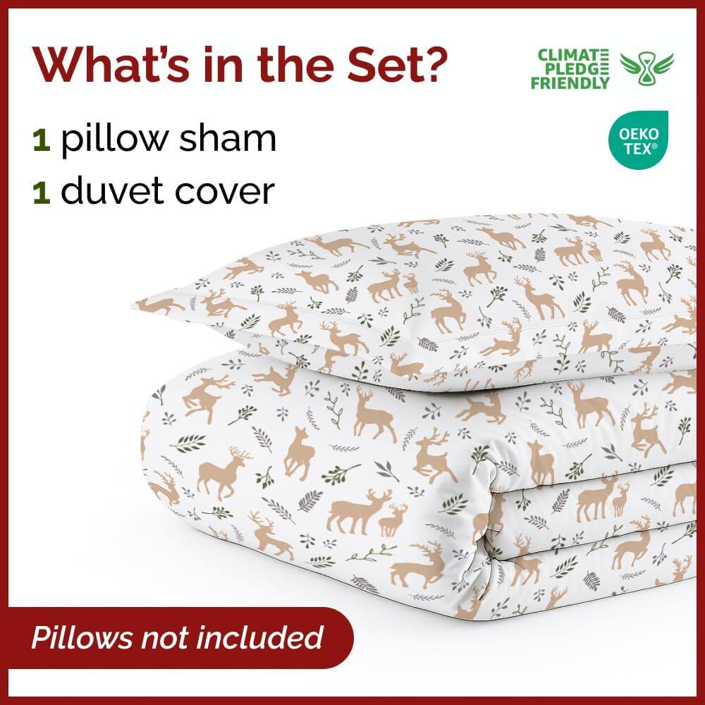 What's in the Set?  
1 pillow sham  
1 duvet cover  

Pillows not included  

CLIMATE PLEDGE FRIENDLY  
OEKO TEX