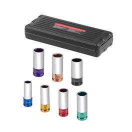 LOVMOR - Lug Nut Impact Socket Set 1 2 Drive Metric 6 Point Deep Socket 7PCS