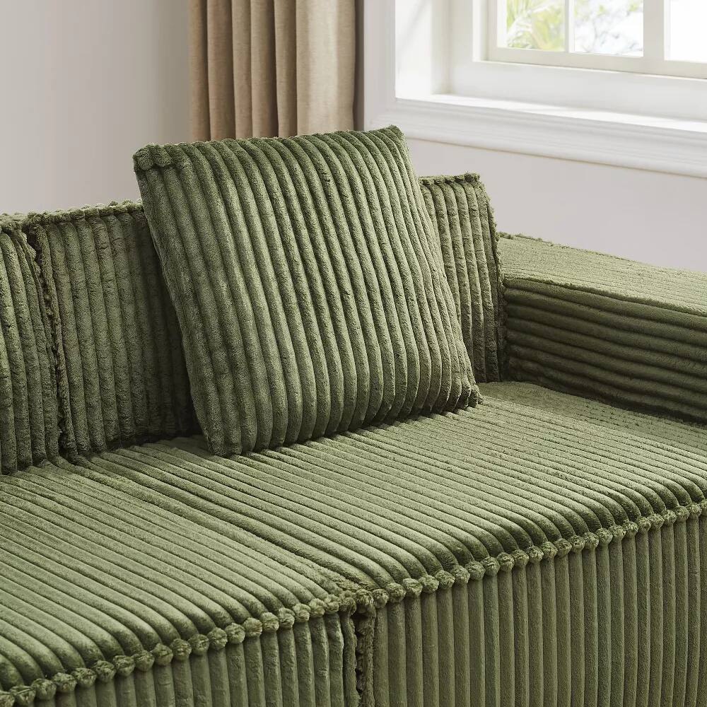 Alt View 4. Meqiodas - Boneless Couch for Living Room, Modular Sectional Sofa with Ottoman, Convertible L Shaped Couch, No Assembly Required - Green.