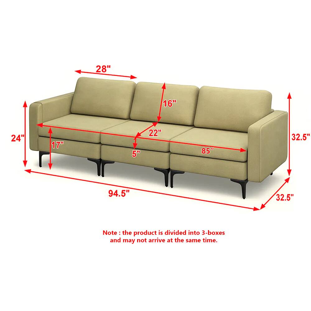 Left. Hivvago - 3-Seater Convertible Sofa with Built-in USB Ports and Side Magazine Pockets - Green.