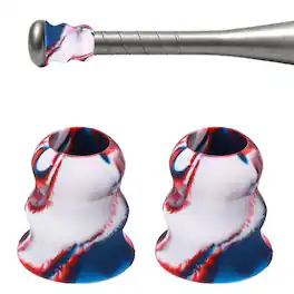 Unique Bargains - Bat Taper, Knob Taper Silicone Non-slip Ergonomic Grip, Easy Installation 2pcs - Fits Most Softball/Baseball Bats - Dark Blue-Red-White