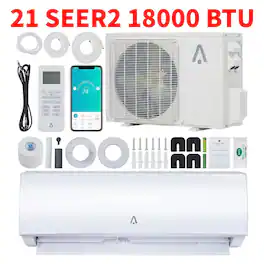 Acekool - 208-230V 21 SEER2 18000 BTU Wifi Enabled Mini Split Air Conditioner, AC Unit & Heater for 1250 Sq.Ft - White