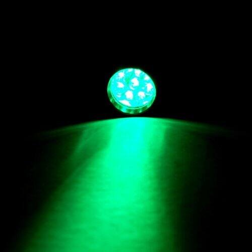 Alt View 4. HQRP - Pocket Green LED Flashlight - 9 LED Aluminum Torch, Single Mode, Night Fishing, Hunting, Walking.