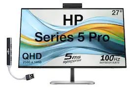 HP - Series 5 Pro 27" QHD IPS Monitor With 5ms Response Time, Anti Glare, Flicker Free, Pivot, Displayport, HDMI & DKZ - Black/Silver
