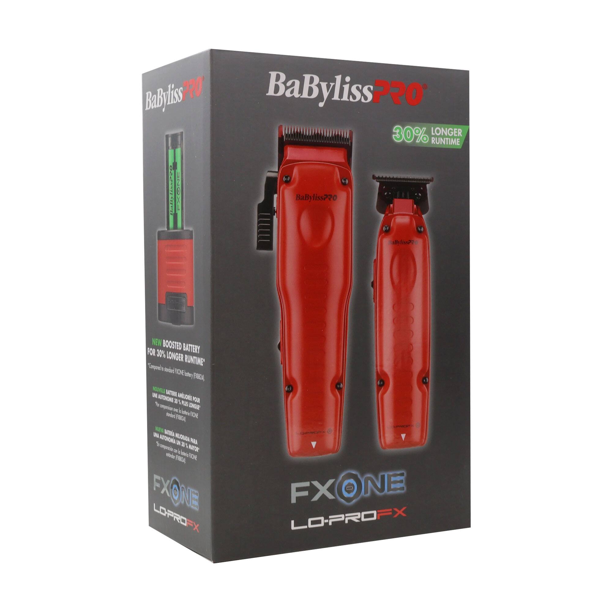 BaBylissPRO  
30% LONGER RUNTIME  
NEW BOOSTED BATTERY FOR 30% LONGER RUNTIME  
FXONE  
LOPROFX