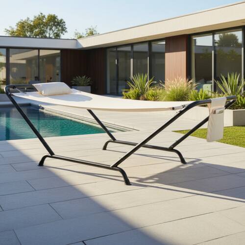 Alt View 5. Winado - 7.7FT Freestanding Hammock Set 600LBS Heavy Duty Hammock, Cofy Hammock with Stand, Hammock Bed for Outdoor Yard Patio - off-White.