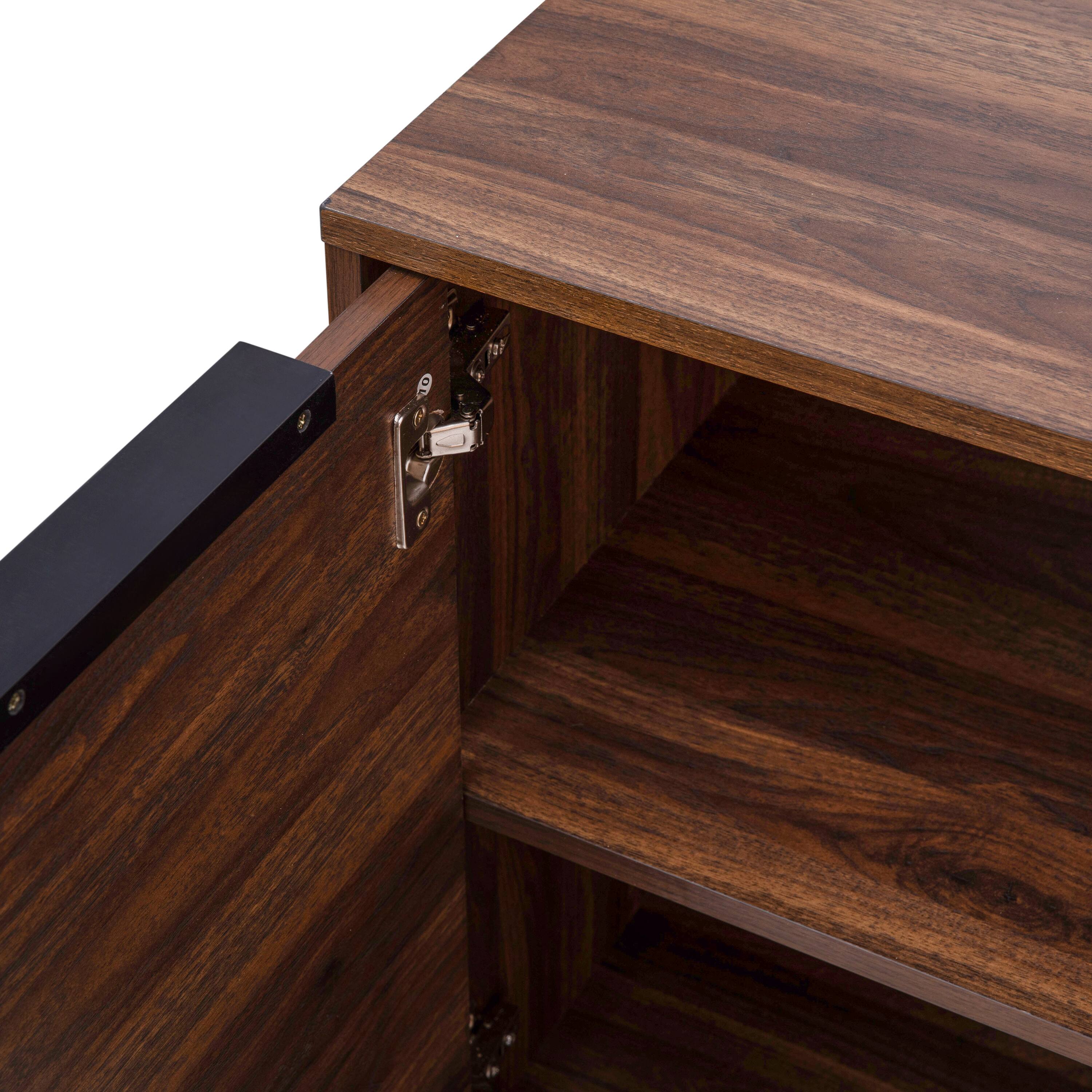 Alt View 10. Emma + Oliver - Mid-Century Modern Buffet/TV Stand with Soft Close Doors & Shelving - Dark Walnut.
