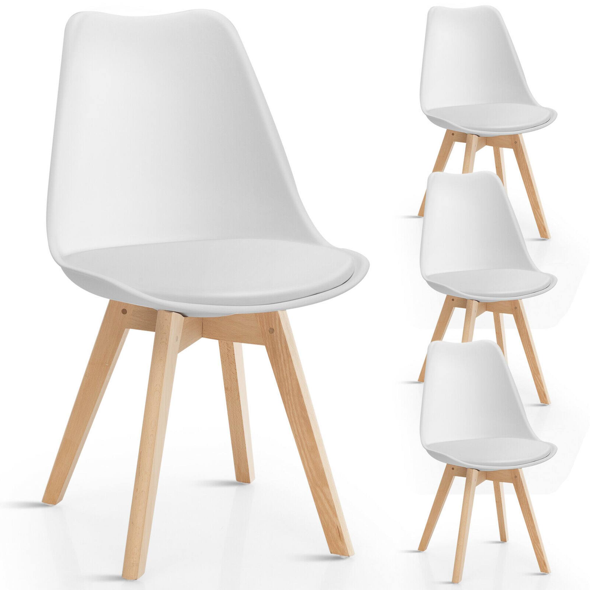 Alt View 4. Gymax - Gymax Set of 4 Mid Century Dining Chairs Modern DSW Armless Side Chair Wood Legs White - White.