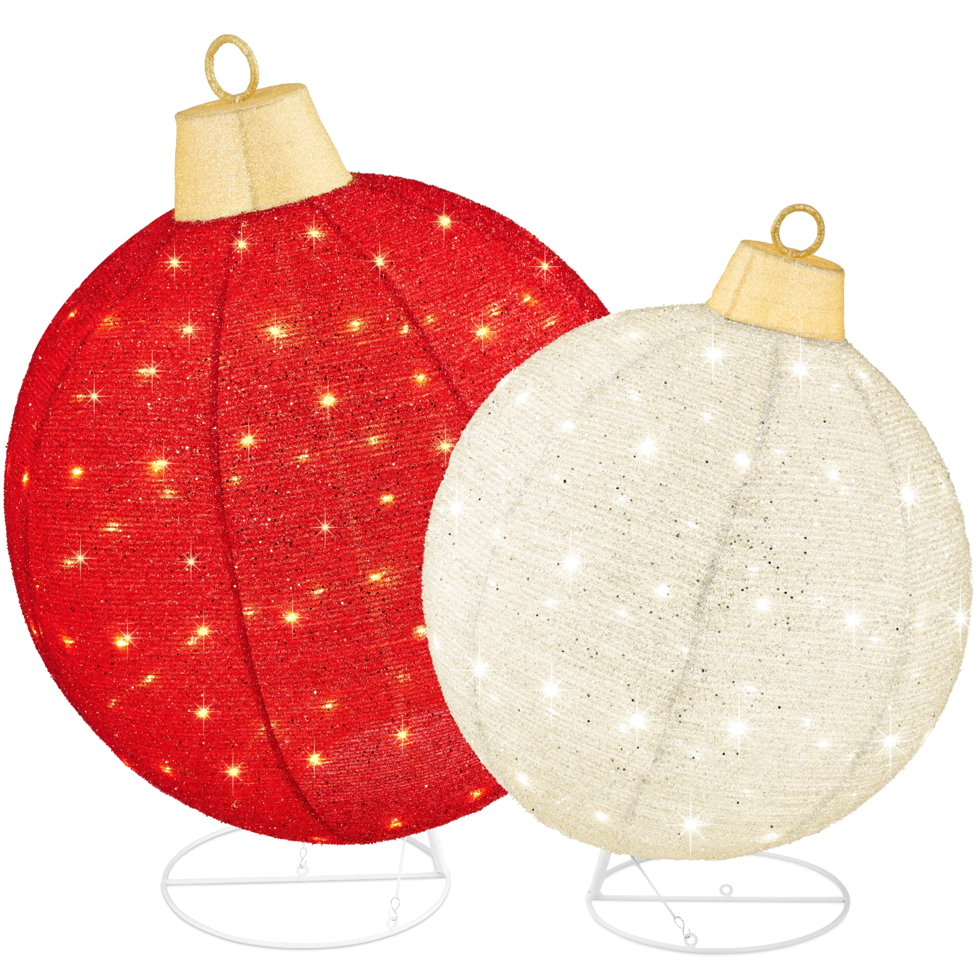 Best Choice Products - 2pc Lighted Pop-Up Christmas Ornaments Outdoor Holiday Decoration w/ 180 LED Lights - Red/White - Red/White - Large