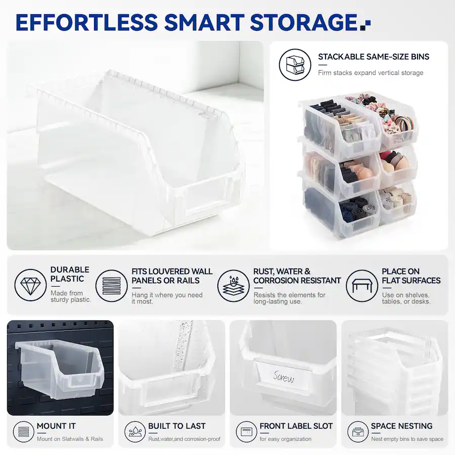 Transparent Label Railing Sorbus Extra Small Open Front Stackable Clothing Storage Bin – Closet ...