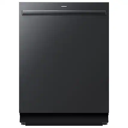 Front. Samsung - 38 dBA Bespoke AI Dishwasher with 3rd Rack Washing System - Matte Black Steel.