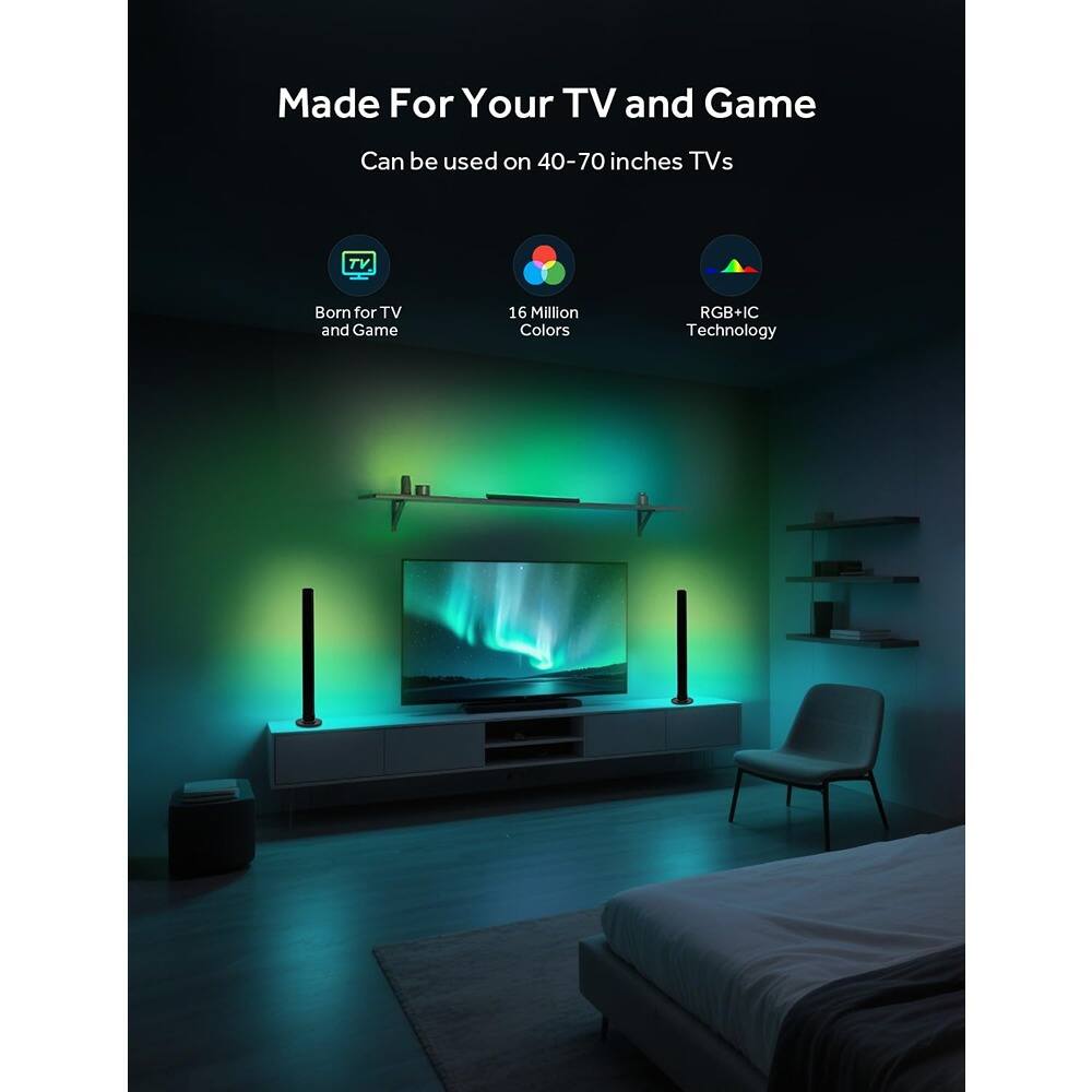 Made For Your TV and Game

Can be used on 40-70 inches TVs

- Born for TV and Game
- 16 Million Colors
- RGB+IC Technology
