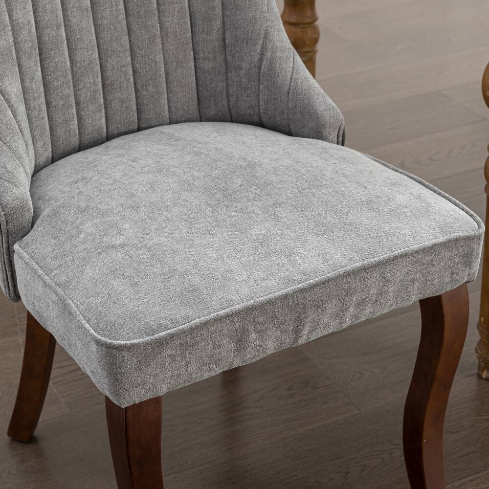 Alt View 6. Loheer - Loheer Gray Dining Chairs Set of 2 Upholstered High Back Fabric Kitchen Chairs with Solid Wood Legs - Gray.