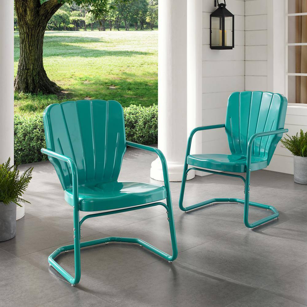 Alt View 8. Crosley Furniture - Ridgeland 2Pc Retro Outdoor Chair Set - 2 Chairs - Turquoise Gloss.