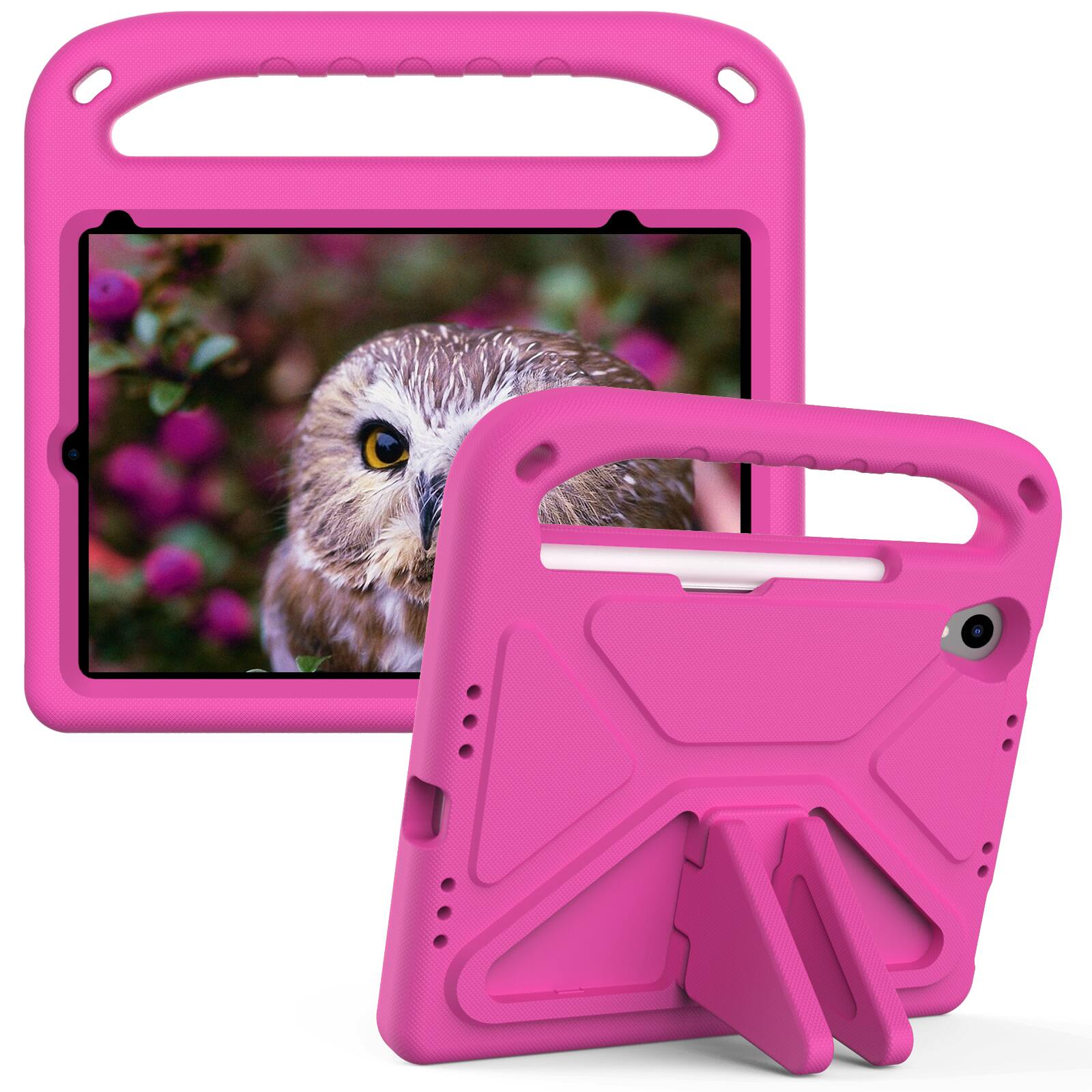 Front. UUCOVER - Lightweight EVA Case for iPad mini A17 Pro 8.3-inch 2024/iPad mini 6th Gen Shockproof Handle Kickstand Anti-Slip Cover - Rose.