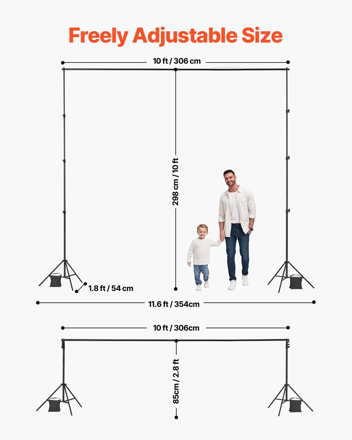 VEVOR Backdrop Stand, 10 x 10 ft Adjustable Photo Backdrop Stand