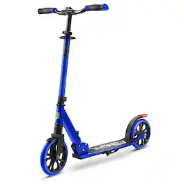 SereneLife - SLTS68 Folding Kick Scooter, Adjustable Handlebar, Anti-Slip Deck, LED Light Wheels, 3 Height Adjustments - Blue