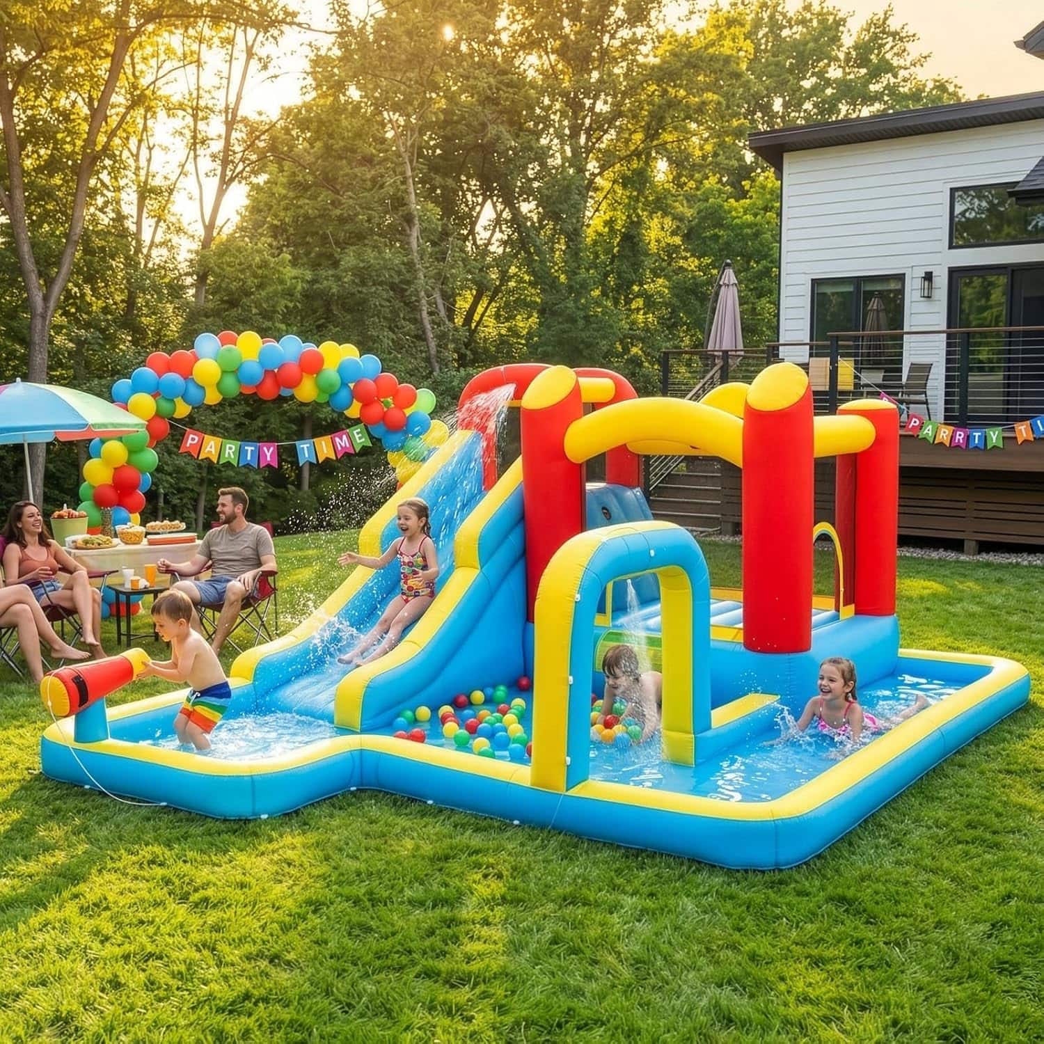 Winado - Inflatable Water Slide, Outdoor Inflatable Bounce House W/Air Blower, Pool Area, Climbing Wall & Water Gun, Jump Bouncy price history on PriceWatchPro