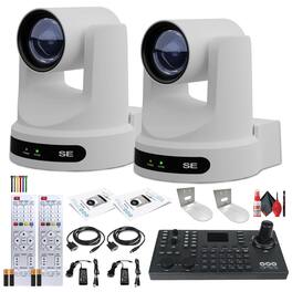 2 x PTZOptics Move SE PTZ Camera with 30x Optical Zoom (PT30X-SE-WH-G3) + SuperJoy PTZ Controller + 2 x Wall Mount
