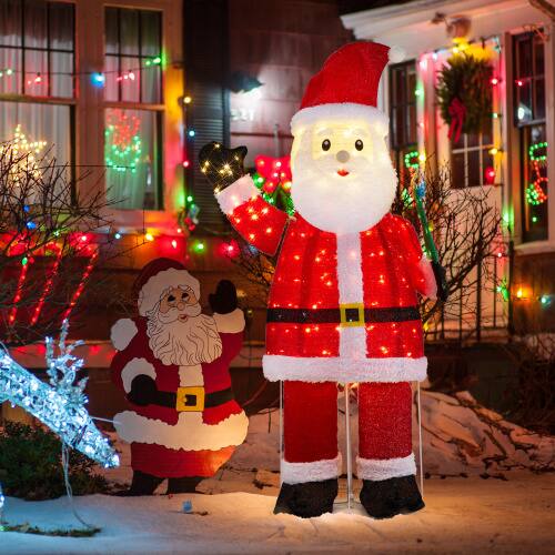 Alt View 10. Winado - Christmas 6FT Santa Waving Hand with LED Lights Pre-lit Pull Up for Xmas Outdoor Holiday Display Party Decorations - Red.