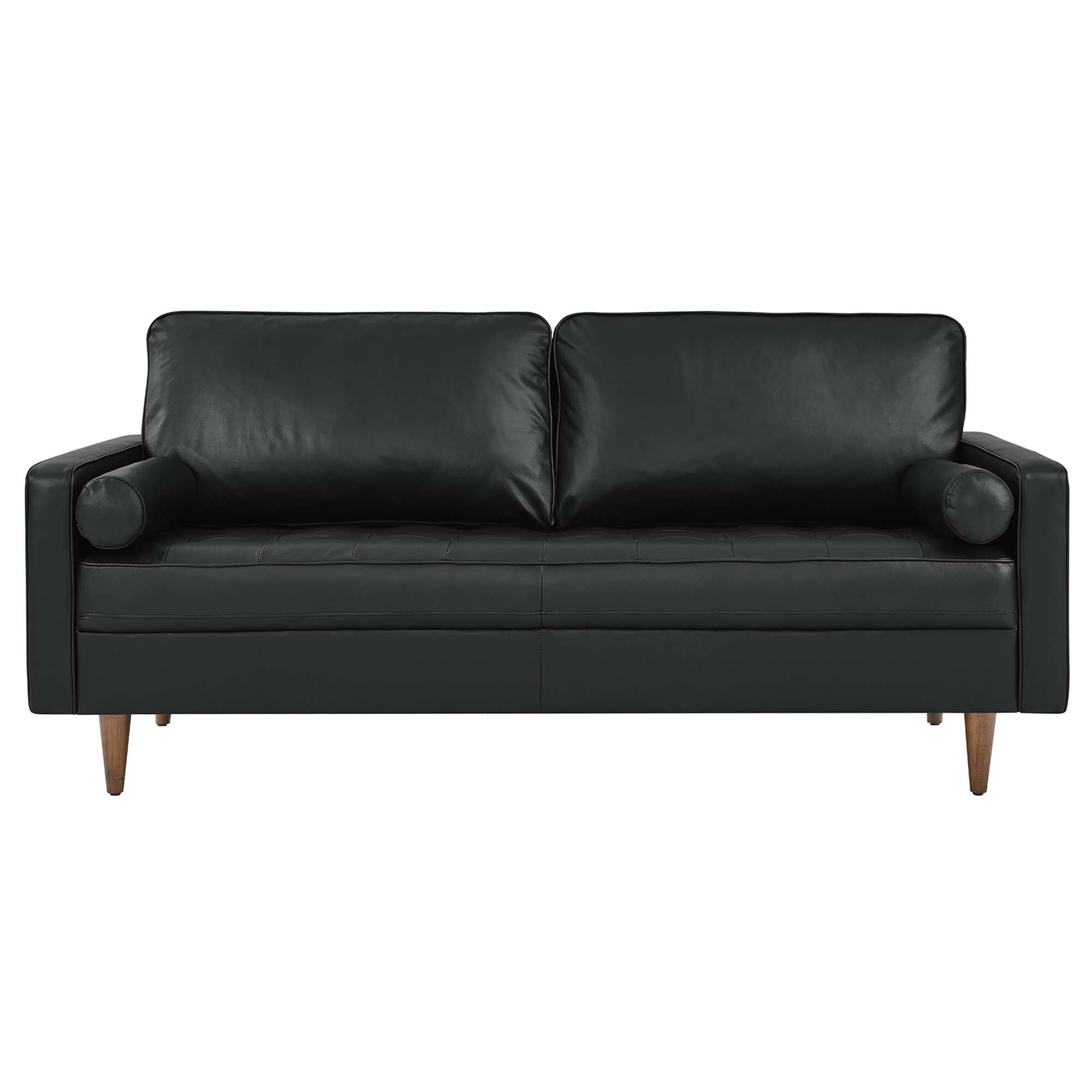 Alt View 1. Modway - Valour Leather Sofa by Modway - Black.
