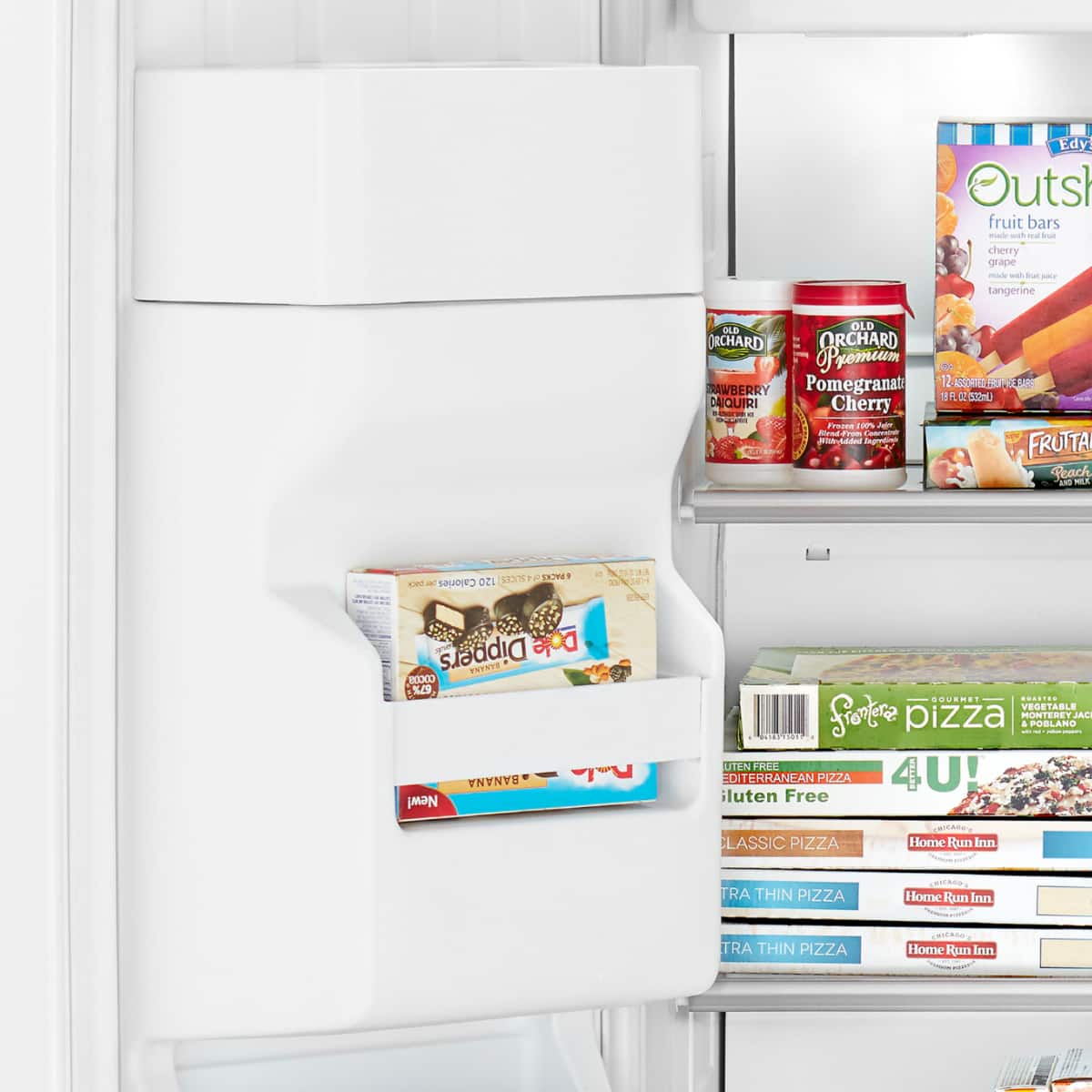 Sure, here is the corrected and grouped text from the image:
**Fruit Bars:**
- Edy's Outshine fruit bars
- Cherry
- Grape
- Tangerine
**Frozen Yogurt:**
- Old Orchard Premium
- Strawberry Daiquiri
- Pomegranate Cherry
**Frozen Fruit:**
- Dole Fruitables
- Peach & Milk
**Pizza:**
- Smart Ones
- Gluten Free Mediterranean Pizza
- Gluten Free Classic Pizza
- Home Run Inn
- Ultra Thin Pizza
**Other:**
- Nature's Own
- 100% Whole Wheat Bread
**Miscellaneous:**
- New! Sour Met
- Vegetables
- Tangerine
- 12 Art
- 5 Fruit
- 1/2 Sed
- Calories on at $2
- Dippers
- PYYNYE
- COCOE
- % GANANA
- New!
- Sour Met
- VEGETABLE ridddis
- TIT
- Sortre pizza & HONTERETJ
- POBLANO
- I UTEN FREE DITERRANCAN PIZZA
- I