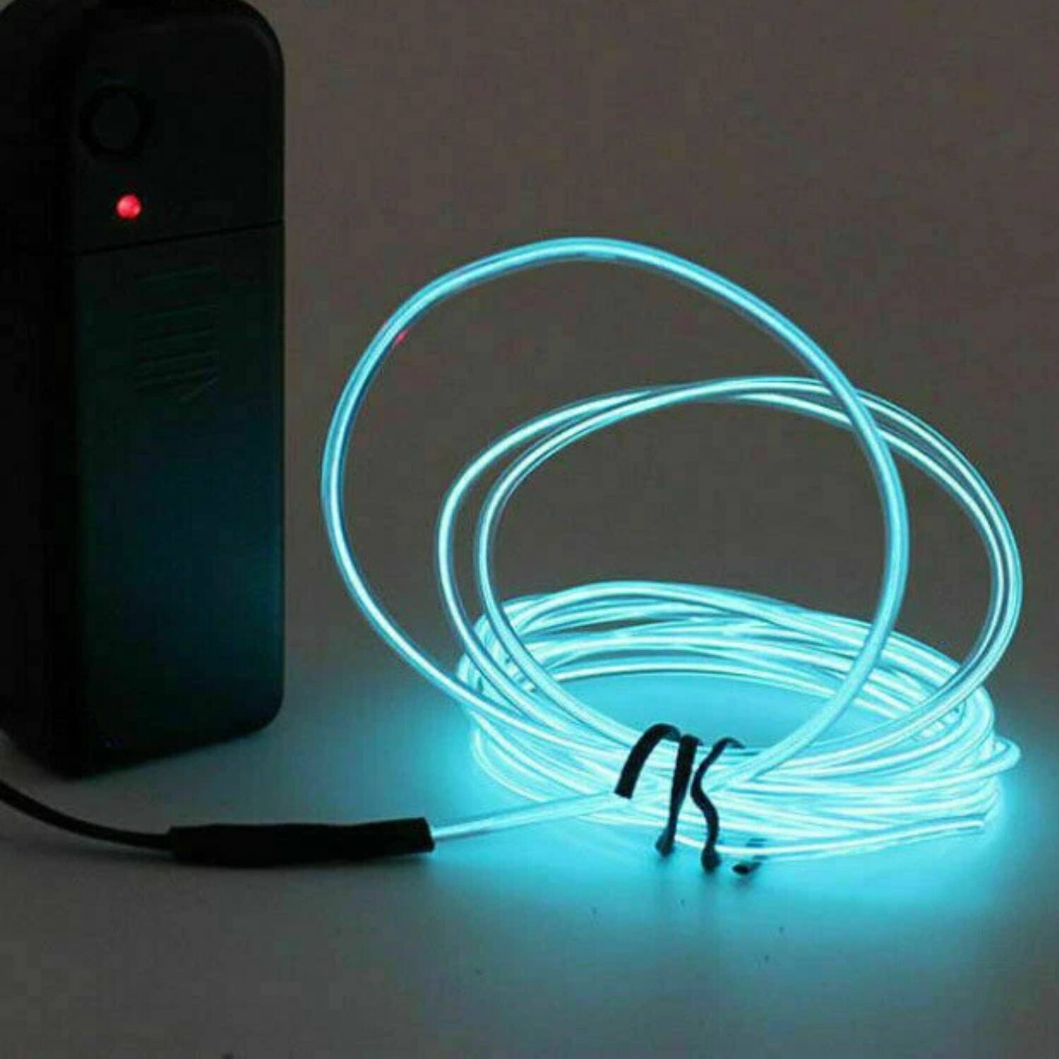 Left. Home Collection - 13.12Ft Battery Powered Neon LED EL Wire String Light Ice Blue - Ice Blue.