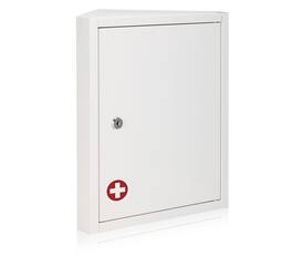 Viva Comfort - Medicine Cabinet, Steel Corner Wall Mount Bathroom Locking Security Cabinet with 2 Shelves - White