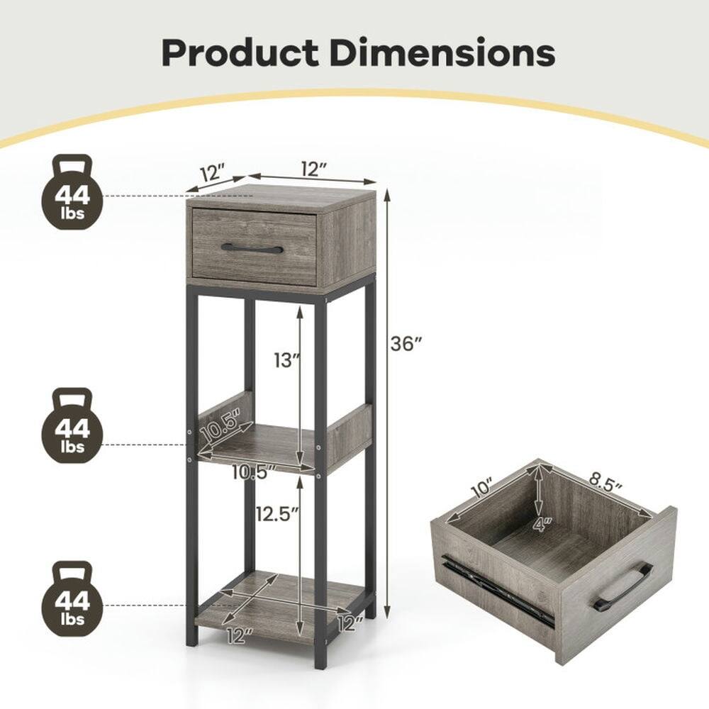 Product Dimensions

- 44 lbs
  - 12" x 12" x 13"
  - 36" height

- 44 lbs
  - 10.5" x 10.5" x 12.5"

- 44 lbs
  - 12" x 12"

- Drawer
  - 10" x 8.5" x 4"