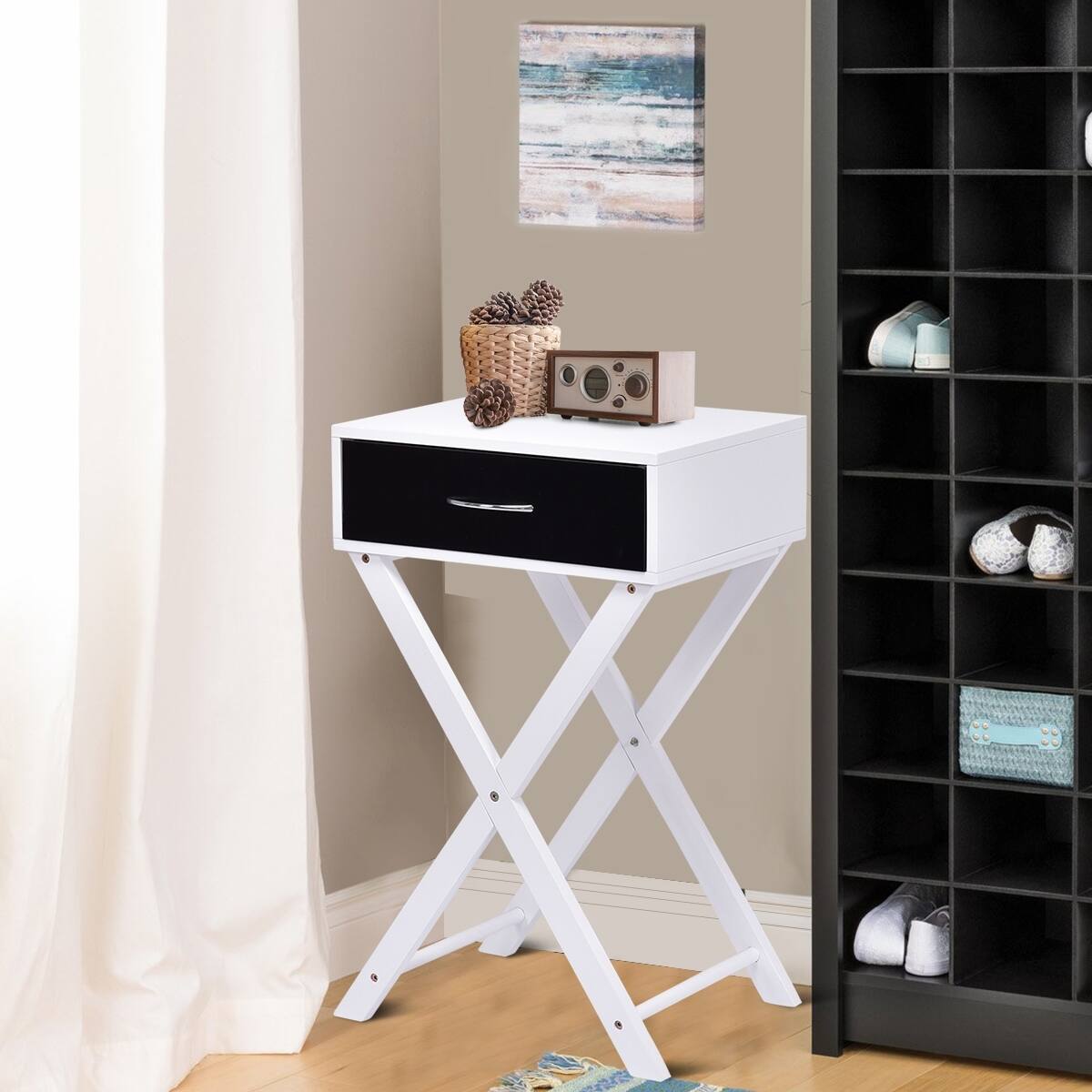 Alt View 7. Ecooso - Modern X-Shape Accent Side End Table, Compact Beside Table for Bedroom or Living Room - White.