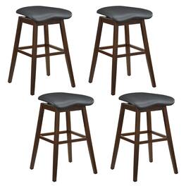 Gymax - Set of 4 Swivel Bar Stools 31'' Bar Chairs w/ Padded Contoured Seat & Footrest - Black, Brown