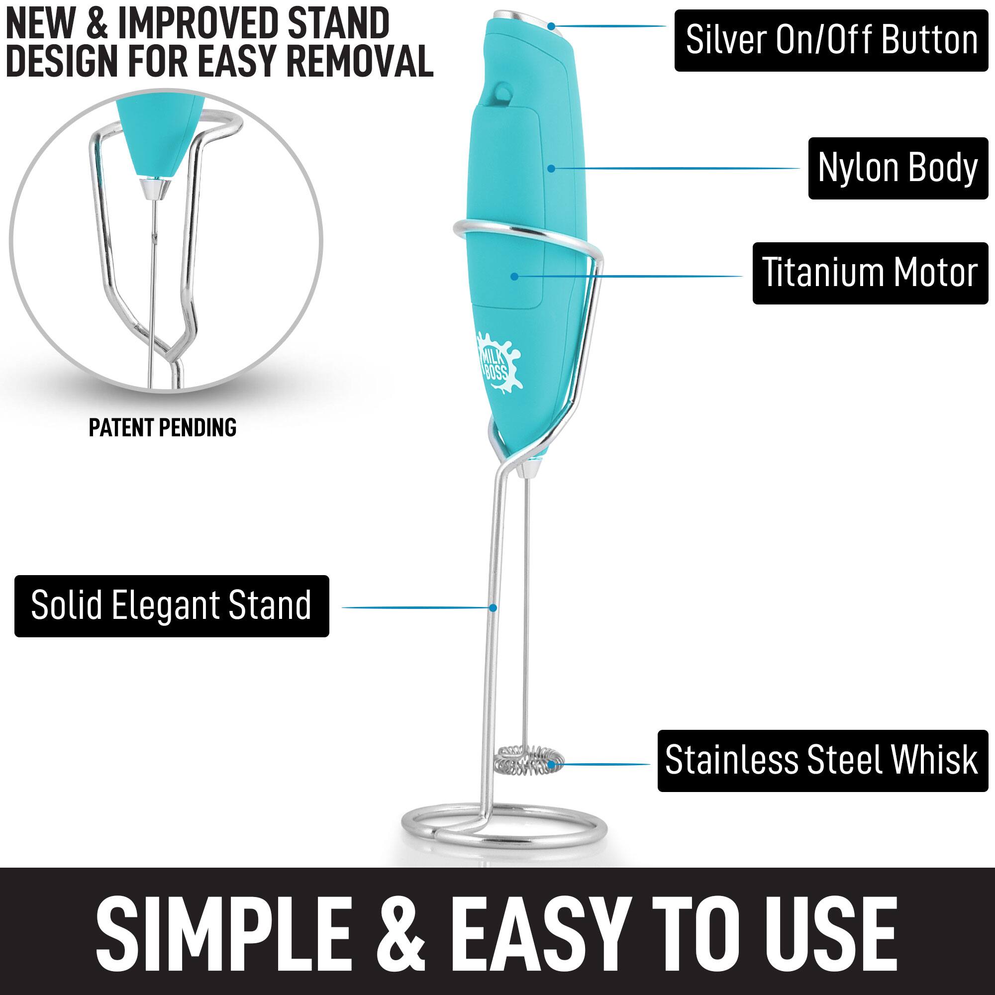 NEW & IMPROVED STAND DESIGN FOR EASY REMOVAL

- Silver On/Off Button
- Nylon Body
- Titanium Motor
- Solid Elegant Stand
- Stainless Steel Whisk

PATENT PENDING

SIMPLE & EASY TO USE