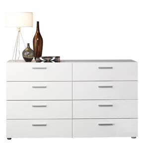 Left. SlickBlue - Modern Bedroom 8-Drawer Double Dresser for Storage and Organization - White.