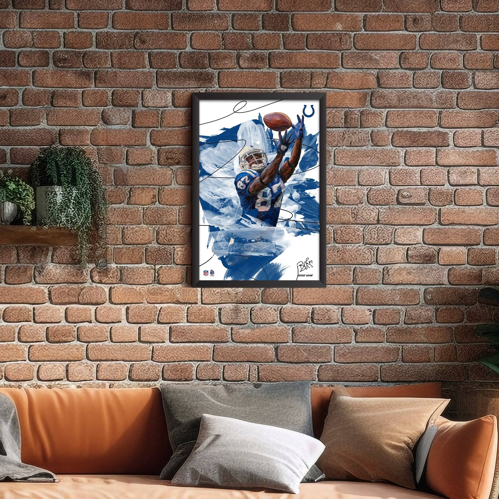 Alt View 1. Sporticulture - Reggie Wayne Indianapolis Colts 14" x 20" Brush Stroke Player Framed Art Print - Multicolor.