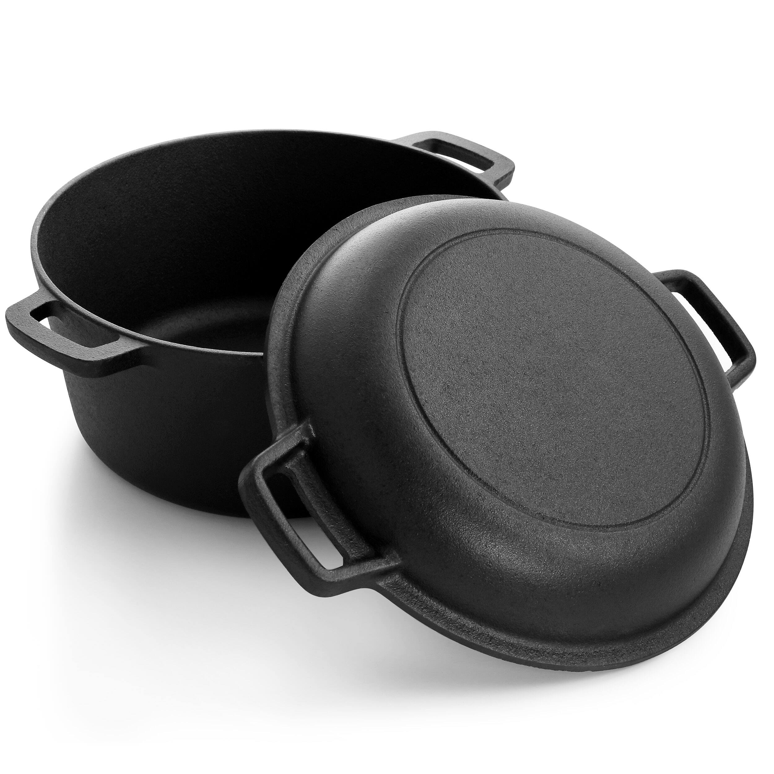 Alt View 2. MegaChef - MegaChef 12 Piece Round PreSeasoned Cast Iron Cookware Set - Black and Red.