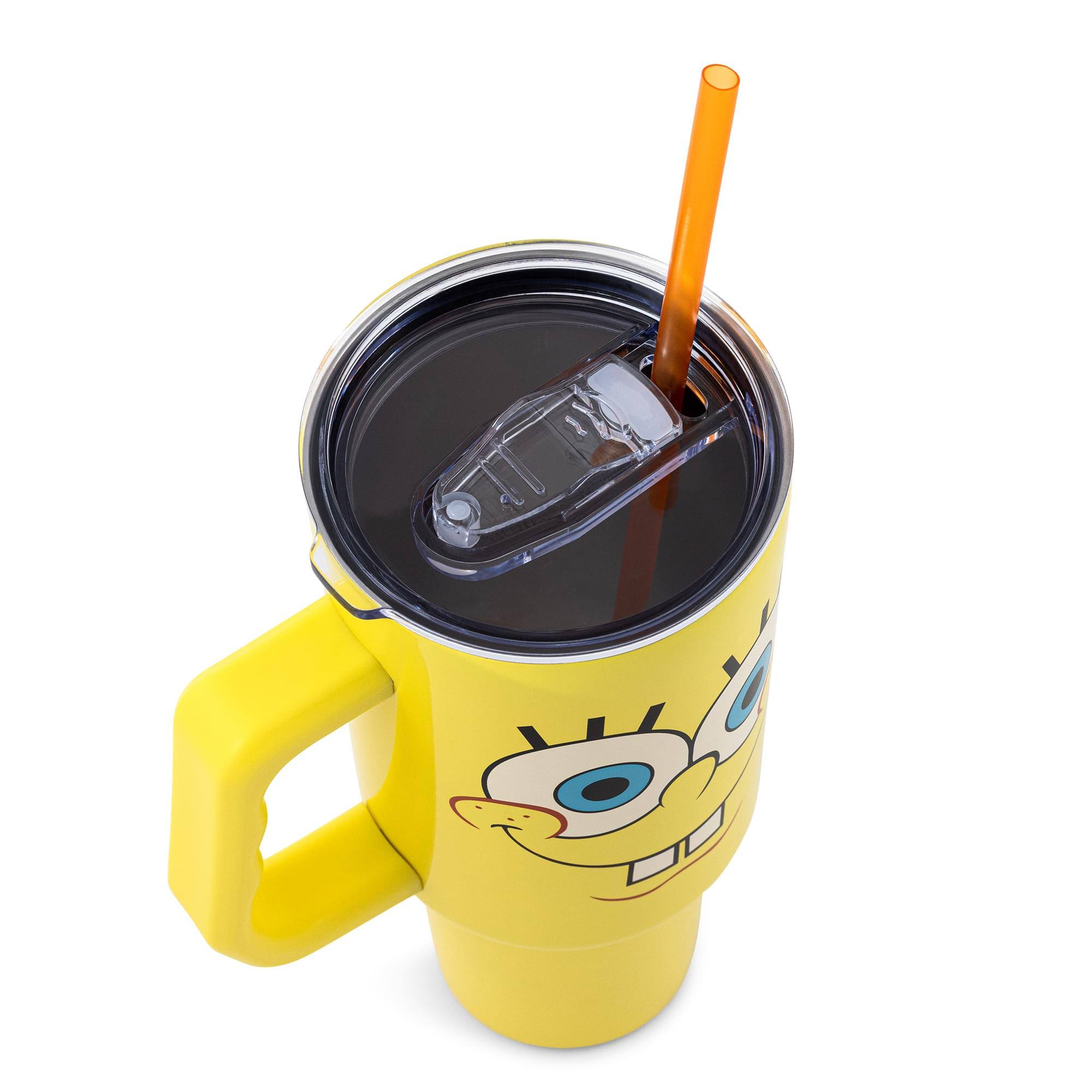 Alt View 10. Silver Buffalo - Nickelodeon SpongeBob SquarePants Face Stainless Steel Tumbler With Handle - Yellow.