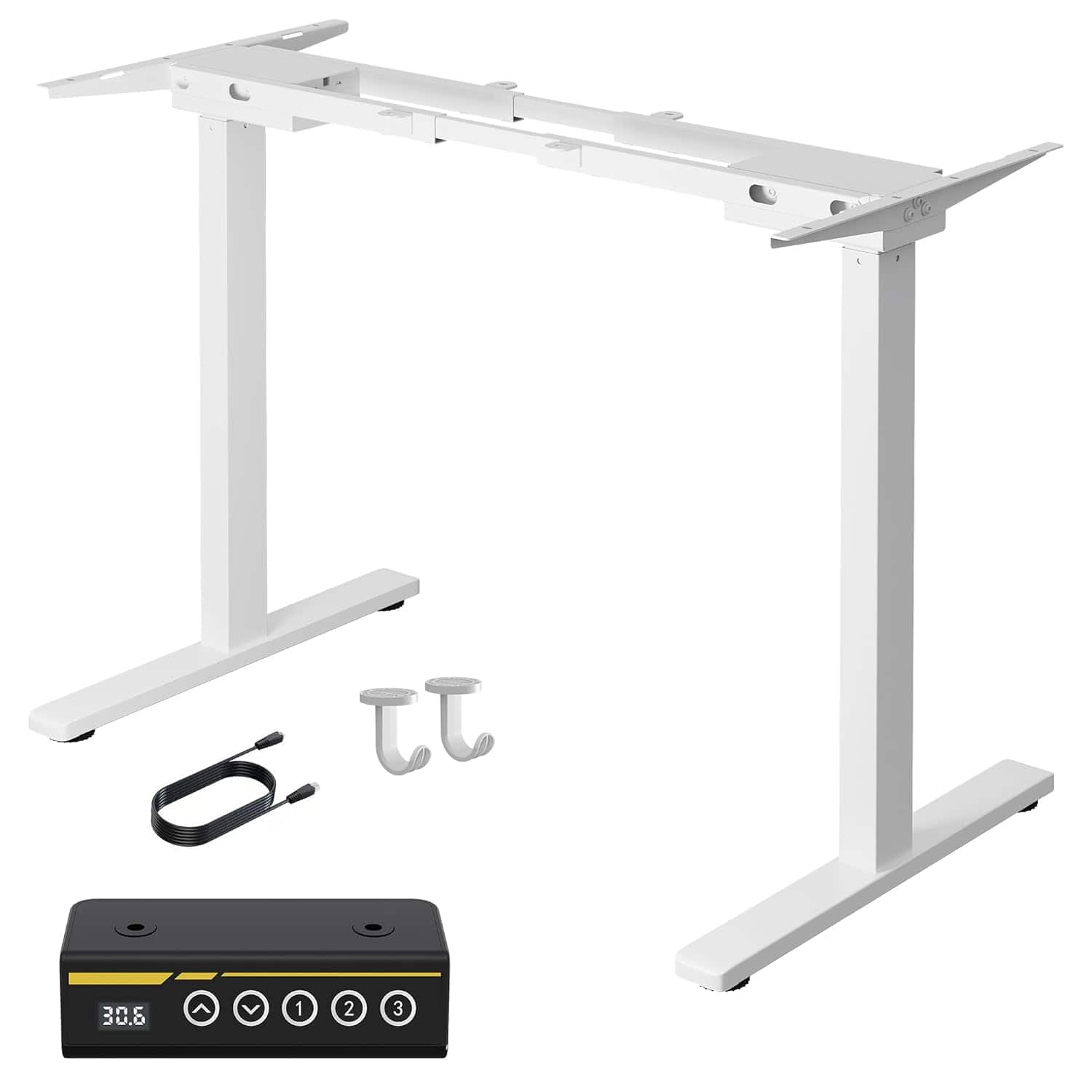 Zell Electronics - Electric Desk FrameDual Motor, Adjustable Height & Length, 350lb Capacity, Memory Presets - White