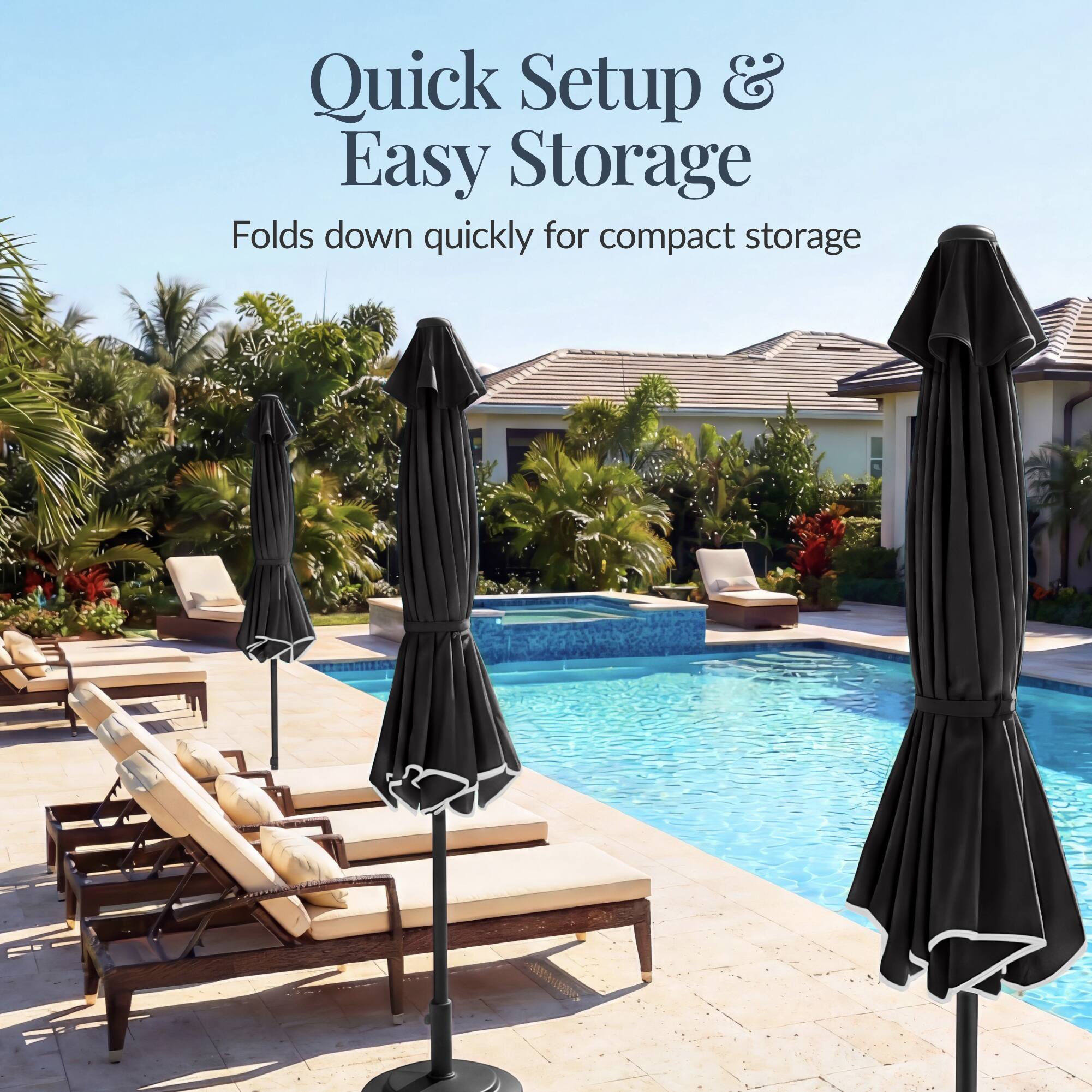 Quick Setup & Easy Storage  
Folds down quickly for compact storage