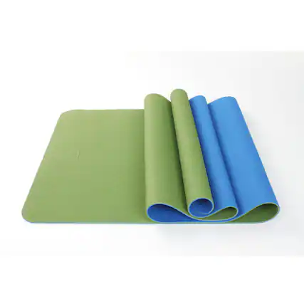 Front. Maji Sports - 2 Tone TPE Premium Yoga Mat - Green and Dark Blue.