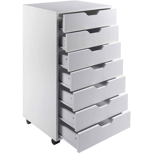 Back. SlickBlue - Scandinavian 7-Drawer Tall Storage Chest for Home and Office - White.