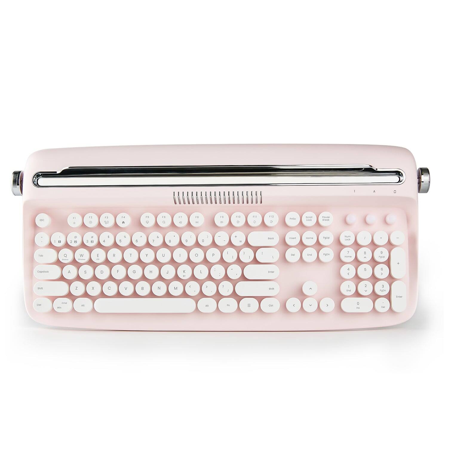 Wikistore - ACTTO B503 Wireless Keyboard Retro Bluetooth Aesthetic Typewriter Style Keyboard with Integrated Stand - Pink