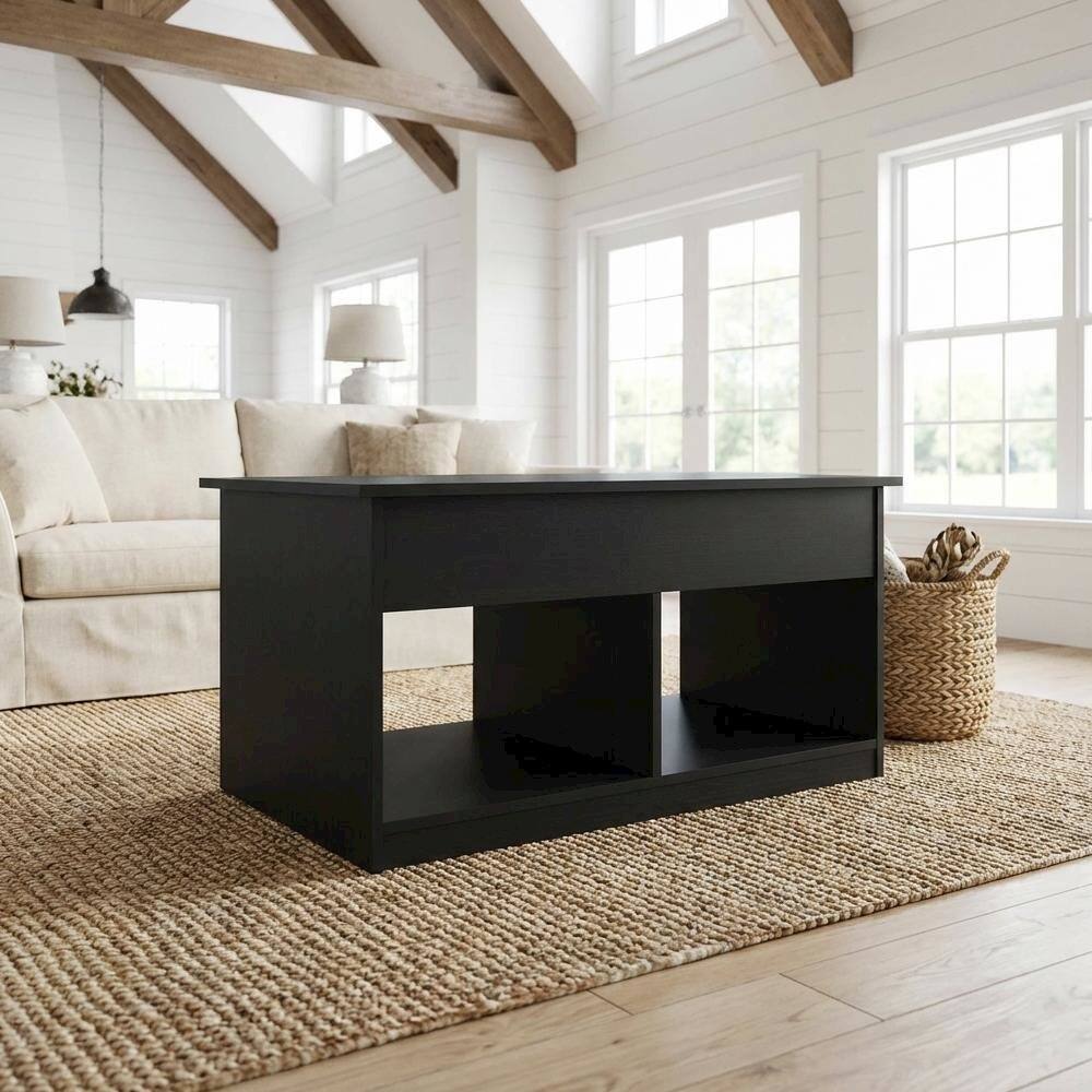 Angle. FurniFact - Americano Lift Top Coffee Table with Storage and Sturdy Build for Living Room - Americano.