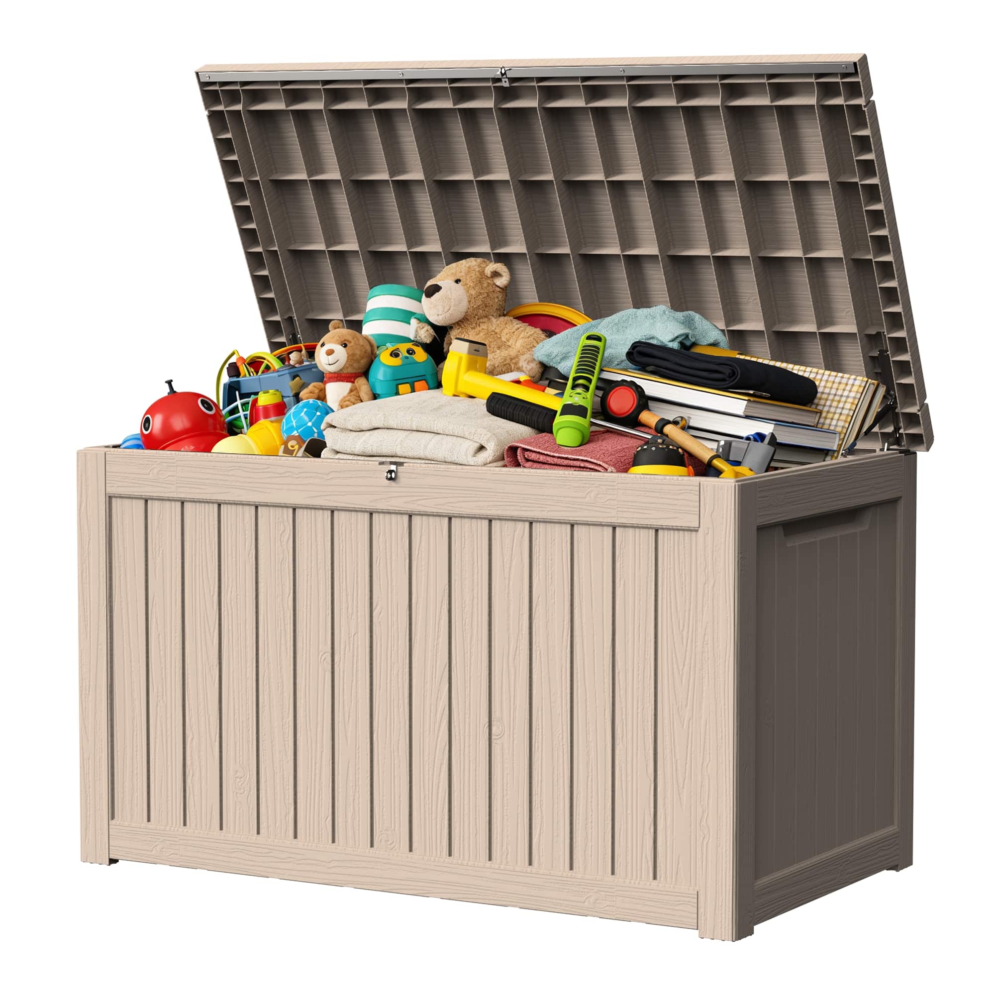 Yardgrace - 270 Gallon Lockable Resin Deck Box Waterproof Outdoor Storage for Patio Furniture Garden Tools and Equipment - Brown