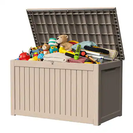 Front. Yardgrace - 270 Gallon Lockable Resin Deck Box Waterproof Outdoor Storage for Patio Furniture Garden Tools and Equipment - brown.